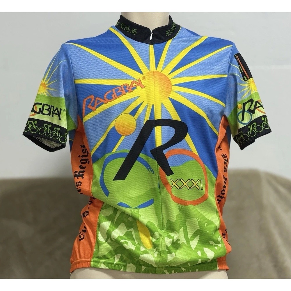 Vintage 2003 Voler Cycling Jersey Ragbrai 31st USA Des Moines Register 3/4 Zip M